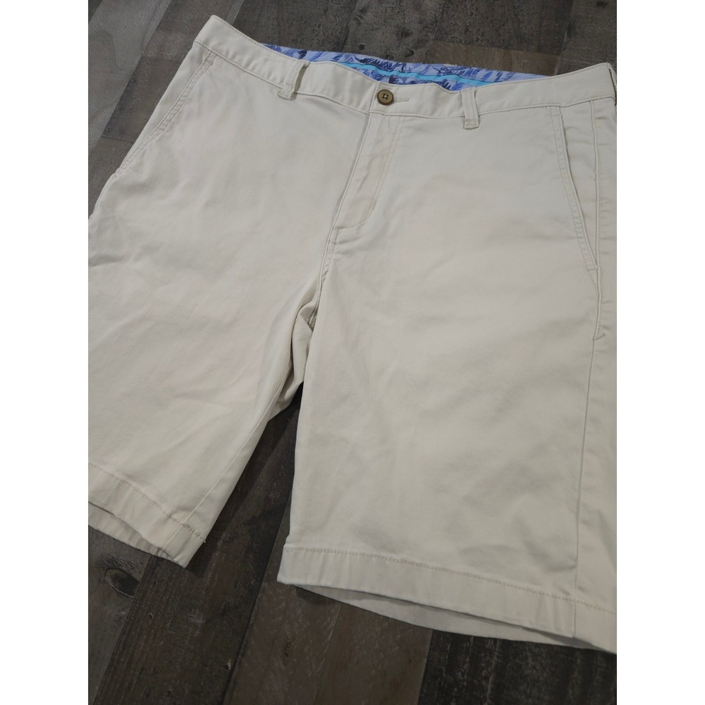 Tommy Bahama Boracay Khaki Chino Flat Front Stretch Beach Golf Shorts Mens 35